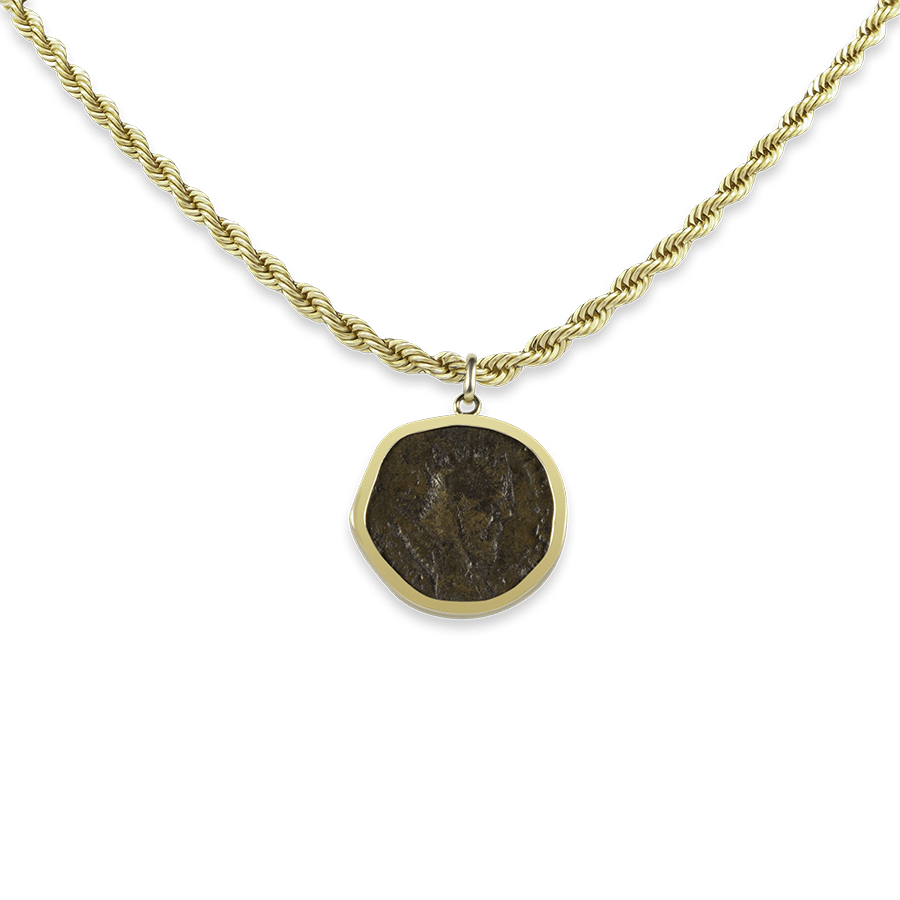 Blu Scarpa Moneta Romana Postumo Corda Necklace
