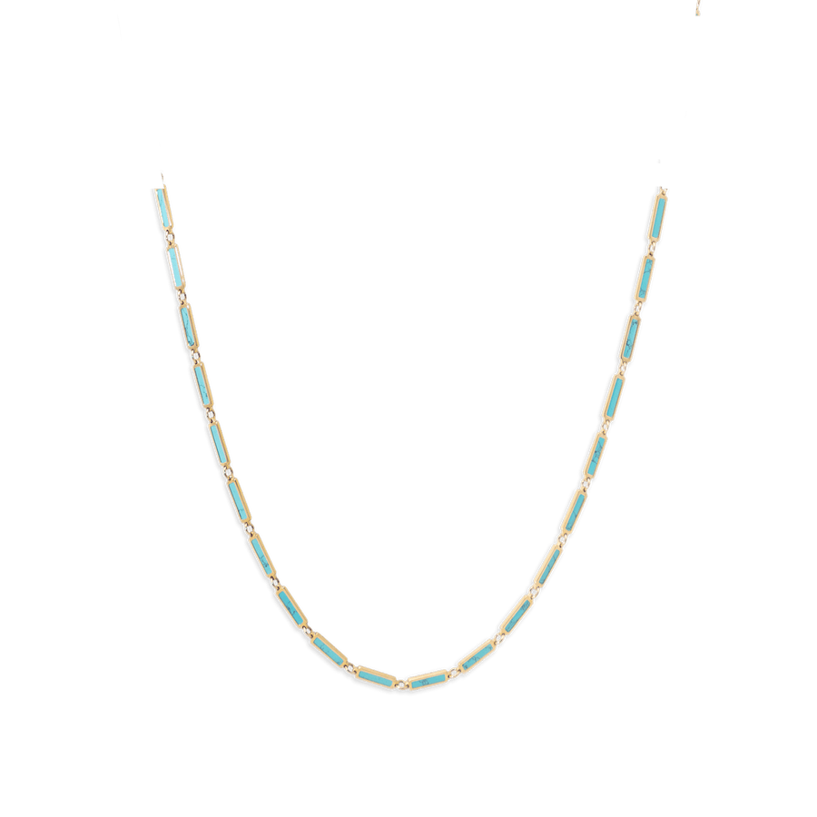 Blu Scarpa Turquoise Bar Necklace in 14K yellow gold
