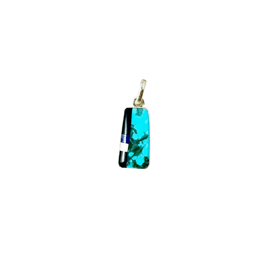 Blu Scarpa turquoise, onyx and mother of pearl inlay pendant