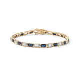 Blu Scarpa Aquamarine and Sapphire Two-Tone Tennis Bracelet yellow gold