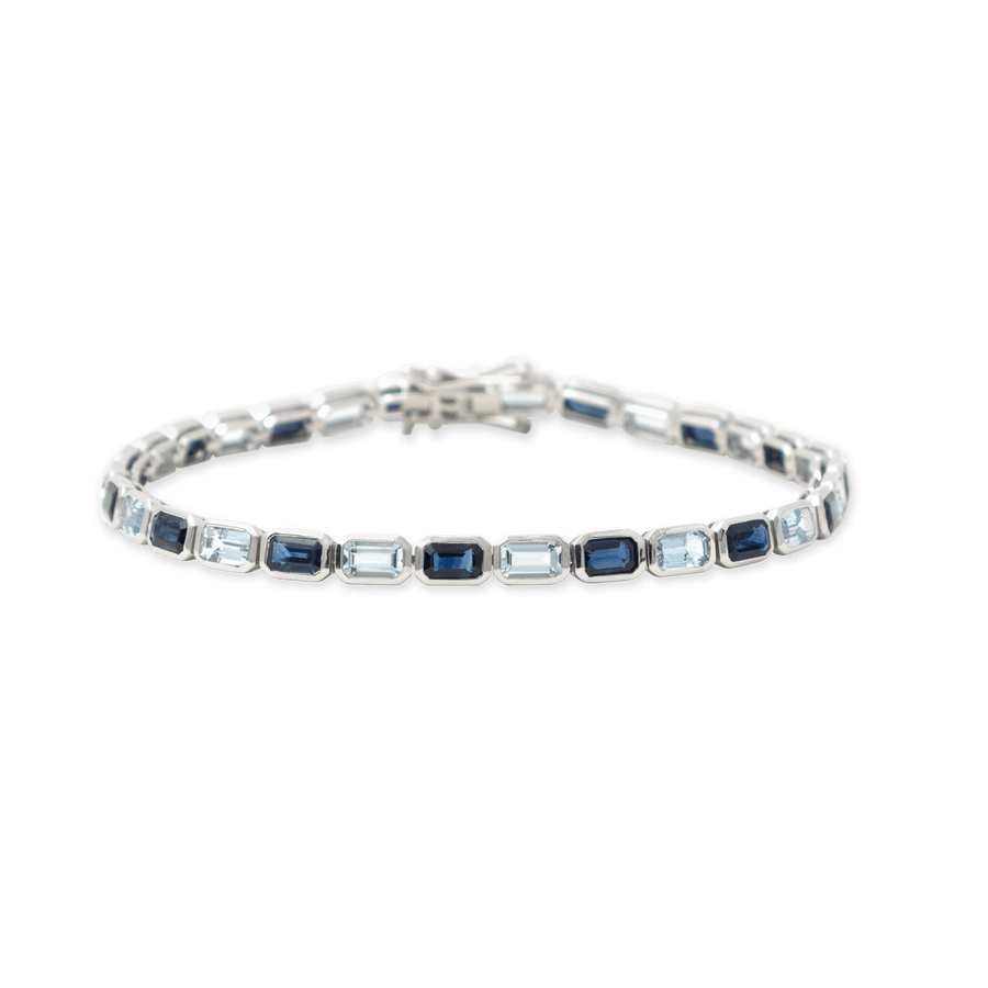 Blu Scarpa Aquamarine and Sapphire Two-Tone Tennis Bracelet white gold